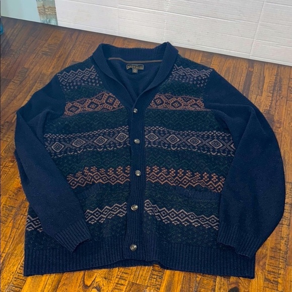 Jos. A. Bank blue Patterned Men's Cardigan Sweater Lambswool blend XXL - Picture 4 of 9